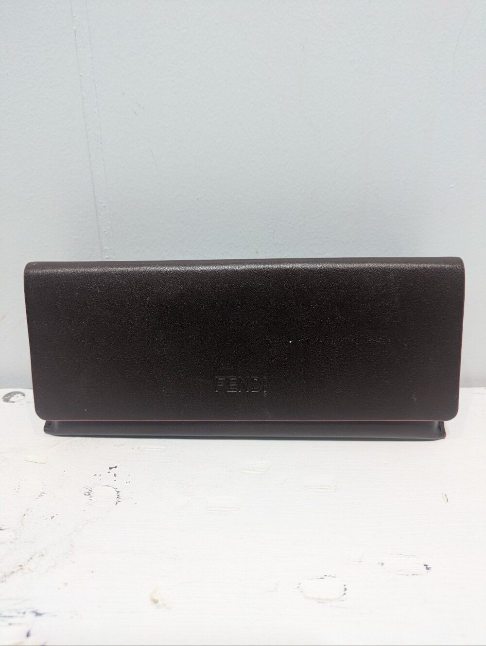 Fendi Leather Sunglasses Case In Brown Red Magnetic‎